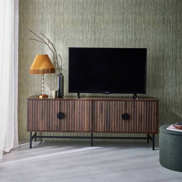 sweeek 157.5cm Tv Unit Wooden Effect 4 Doors in Dark Brown - image 1