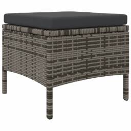 Berkfield Home Garden Sofa 2-Seater with Table & Stools Grey Poly Rattan - thumbnail 7