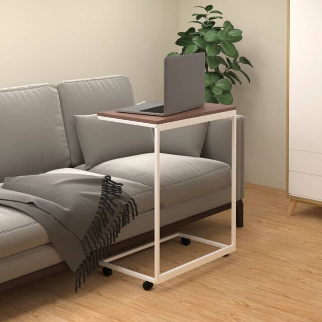 Berkfield Home Side Table with Wheels White 55x35x70 cm Engineered Wood - Size: 55 x 35 x 70 cm - image 1