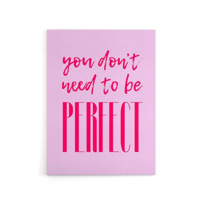 "Artery8 You Don't Need To Be Perfect Bold Modern Pink Canvas Wall Art Print - Size: W24"" x H32""" - image 1
