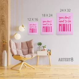 "Artery8 You Don't Need To Be Perfect Bold Modern Pink Canvas Wall Art Print - Size: W24"" x H32""" - thumbnail 4