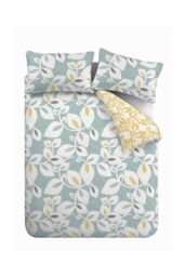 Catherine Lansfield 'Inga Leaf' Reversible Duvet Cover Set in Green - Size: Single - thumbnail 5