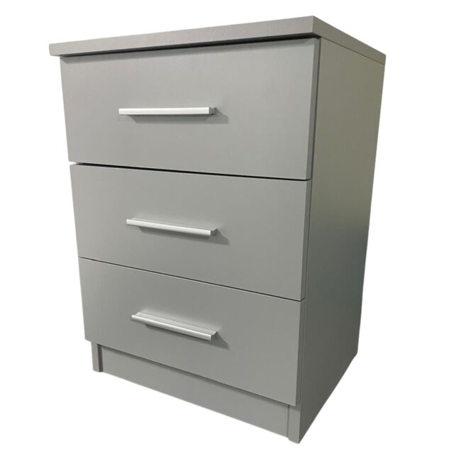 Interior Emporium Ltd 3-Drawer Bedside Table - Compact Nightstand with Storage - Modern Bedroom Furniture (Grey) in Grey - image 1