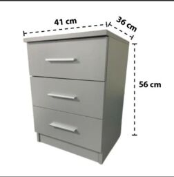 Interior Emporium Ltd 3-Drawer Bedside Table - Compact Nightstand with Storage - Modern Bedroom Furniture (Grey) in Grey - thumbnail 2