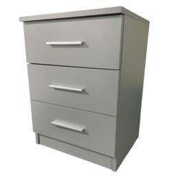 Interior Emporium Ltd 3-Drawer Bedside Table - Compact Nightstand with Storage - Modern Bedroom Furniture (Grey) in Grey - thumbnail 1