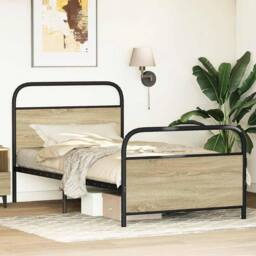 Berkfield Home Bed Frame Without Mattress 90x190 cm Single Sonoma Oak Engineered Wood in Brown - thumbnail 3