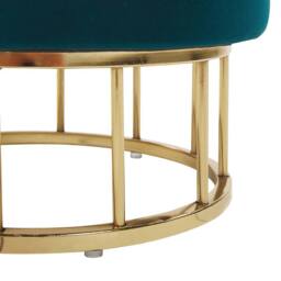 Wyld and Coco Teal Velvet Storage Pouffe with Gold Base in Blue - thumbnail 6