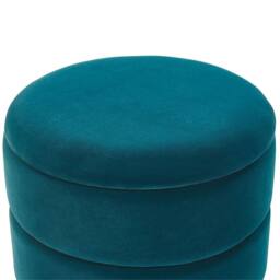Wyld and Coco Teal Velvet Storage Pouffe with Gold Base in Blue - thumbnail 5