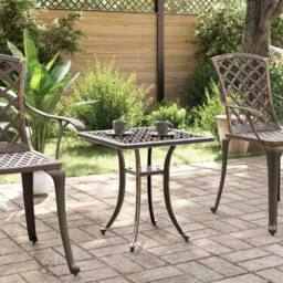 Berkfield Home Garden Table Bronze 53x53x53 cm Cast Aluminium in Brown - Size: 53 x 53 x 53 cm - thumbnail 3
