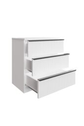 FWStyle Lania Ripple Effect White 3 Drawer Chest Of Drawers (H) 68.5 (W) 60 (D) 40cm - thumbnail 4
