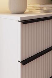 FWStyle Lania Ripple Effect White 3 Drawer Chest Of Drawers (H) 68.5 (W) 60 (D) 40cm - thumbnail 2