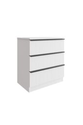 FWStyle Lania Ripple Effect White 3 Drawer Chest Of Drawers (H) 68.5 (W) 60 (D) 40cm - thumbnail 3