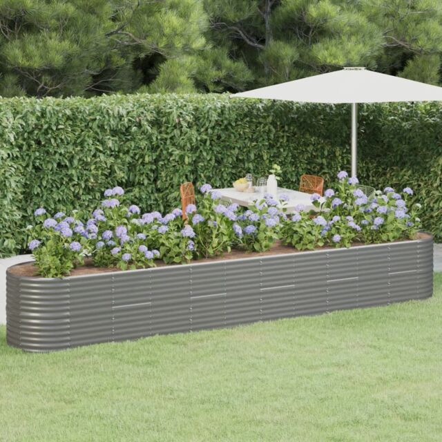 Berkfield Home Garden Raised Bed Powder-coated Steel 440x80x68 cm Grey - Size: 440 x 80 x 68 cm - image 1