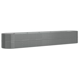 Berkfield Home Garden Raised Bed Powder-coated Steel 440x80x68 cm Grey - Size: 440 x 80 x 68 cm - thumbnail 2