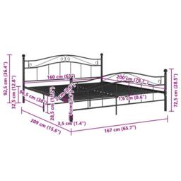 Berkfield Home Comfortable Bed Frame Black Metal 160x200 cm - thumbnail 8