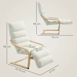 EONLION Cream White-Wood Lounge Chair - Size: 100 cm - thumbnail 2