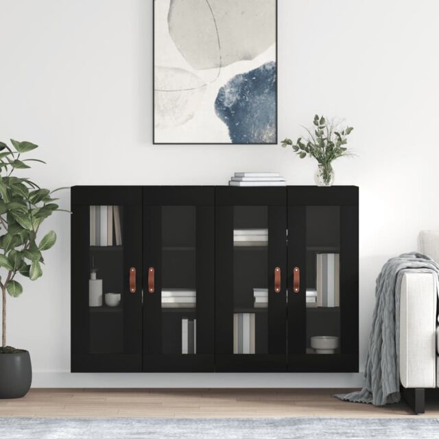 Berkfield Home Wall Mounted Cabinets 2 pcs Black Engineered Wood - image 1