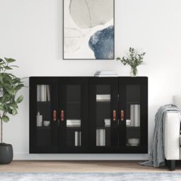 Berkfield Home Wall Mounted Cabinets 2 pcs Black Engineered Wood - thumbnail 1
