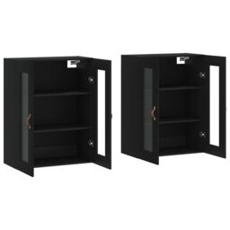 Berkfield Home Wall Mounted Cabinets 2 pcs Black Engineered Wood - thumbnail 4