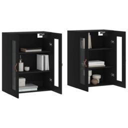 Berkfield Home Wall Mounted Cabinets 2 pcs Black Engineered Wood - thumbnail 3
