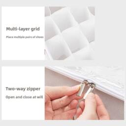 EONLION 2pc Foldable Shoe Storage Box for Closet Organiser in Beige - Size: 500mm - thumbnail 5