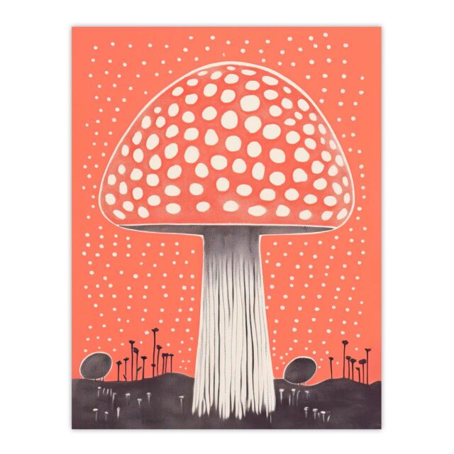 "Wee Blue Coo Wall Art Print Fairy Fungi Toadstool Fly Agaric Coral Living Room - Size: W24"" x H32""" - image 1