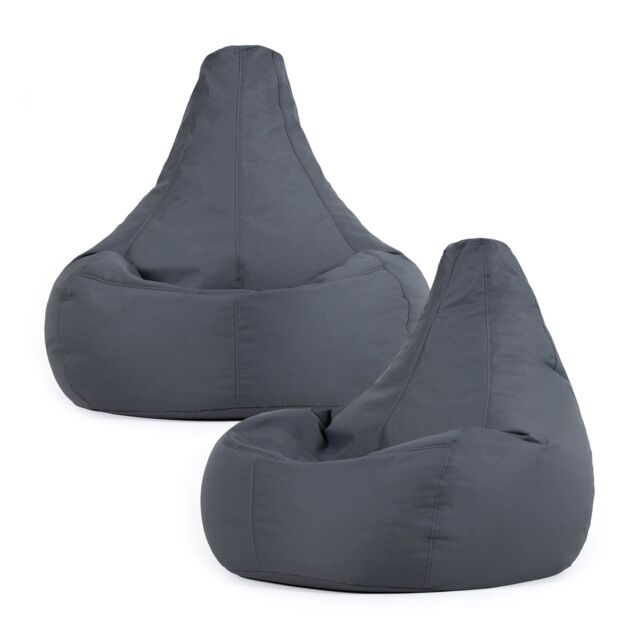 icon Recliner Indoor Outdoor Navy Blue Bean Bag Chair Pack of 2 in Charcoal - image 1