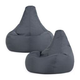 icon Recliner Indoor Outdoor Navy Blue Bean Bag Chair Pack of 2 in Charcoal - thumbnail 1