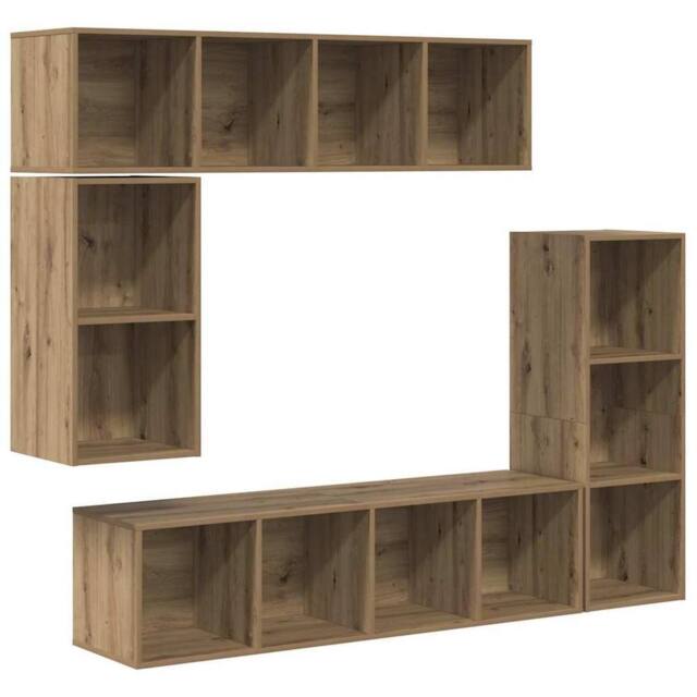 Berkfield Home Wall-mounted with Storage 4 pcs Artisan oak Engineered wood in Brown - image 1