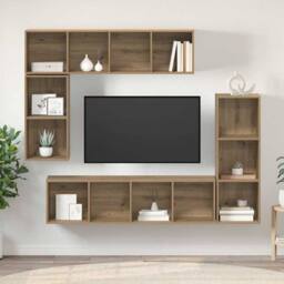 Berkfield Home Wall-mounted with Storage 4 pcs Artisan oak Engineered wood in Brown - thumbnail 4