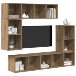 Berkfield Home Wall-mounted with Storage 4 pcs Artisan oak Engineered wood in Brown - thumbnail 3