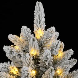 Berkfield Home Artificial Christmas Tree 150 LEDs & Flocked Snow 150 cm in Green - thumbnail 6
