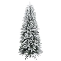 Berkfield Home Artificial Christmas Tree 150 LEDs & Flocked Snow 150 cm in Green - thumbnail 3