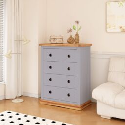 Cabinet Bits Bicarri 4 Drawer Chest of Drawers Brass Knob in Grey - thumbnail 1