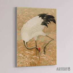 "Artery8 Sarus Crane Foraging in Rice Field Audsley Canvas Wall Art in Beige - Size: W18"" x H24""" - thumbnail 2