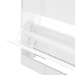 Berkfield Home Shoe Cabinet High Gloss White 63x24x81 cm Engineered Wood - Size: 63 x 24 x 81 cm - thumbnail 6
