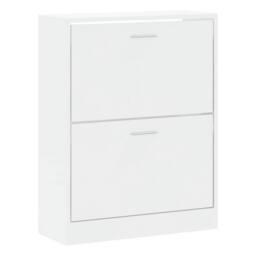 Berkfield Home Shoe Cabinet High Gloss White 63x24x81 cm Engineered Wood - Size: 63 x 24 x 81 cm - thumbnail 3