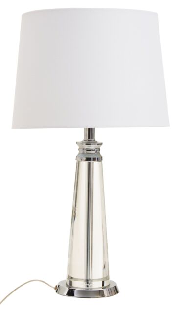 Orsina Clear Crystal Table Lamp With Chrome Base, Geometric Crystal Frame Bedside Lmap, Contemporary Table Lamp in White - image 1