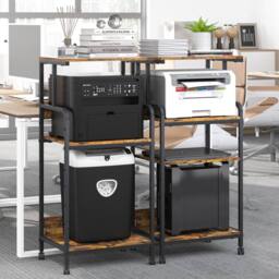 Huhote Large 4-Tier Printer Stand with Wheels & Storage for Office Home in Brown - thumbnail 7