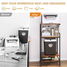 Huhote Large 4-Tier Printer Stand with Wheels & Storage for Office Home in Brown - thumbnail 9