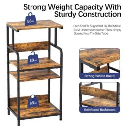 Huhote Large 4-Tier Printer Stand with Wheels & Storage for Office Home in Brown - thumbnail 6