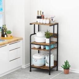 Huhote Large 4-Tier Printer Stand with Wheels & Storage for Office Home in Brown - thumbnail 4