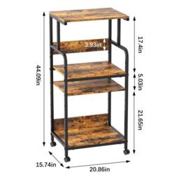 Huhote Large 4-Tier Printer Stand with Wheels & Storage for Office Home in Brown - thumbnail 2