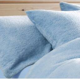 Homes-Linen Teddy Bear Plush Fleece Pillowcase Pair Warm & Cosy in Blue - Size: Standard Pillow Case - thumbnail 2