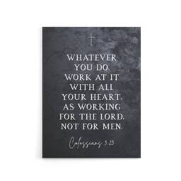 "Artery8 Colossians 3 23 All Your Heart Bible Quote Canvas Wall Art Print in Grey - Size: W18"" x H24""" - thumbnail 1