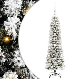 Berkfield Home Artificial Christmas Tree with 150 LEDs Green & white 120 cm - thumbnail 2