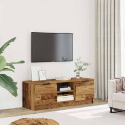 Berkfield Home TV Cabinet Old Wood 102x35x36.5 cm Engineered Wood in Brown - thumbnail 3