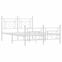 Berkfield Home Metal Bed Frame without Mattress with Footboard White 140x190cm - Size: 140x190 cm - thumbnail 4