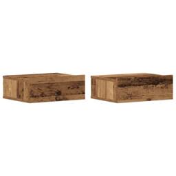 Berkfield Home Floating Nightstands 2 pcs Old Wood 40x32x15 cm Engineered Wood in Brown - Size: 40 x 32 x 15 cm - thumbnail 2