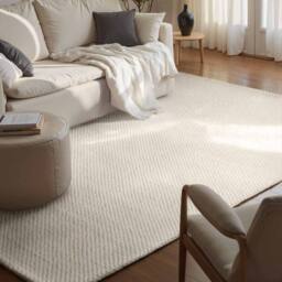 THE RUGS Lyon Handwoven Wool Beans Rug Living Room in Cream - Size: 160 cm x 230 cm - thumbnail 3